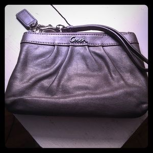 Coach metallic soft leather wristlet